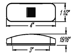 LED TRAILER CLEARANCE OR SIDE MARKER LIGHT W/REFLEX REFLECTOR - 6 DIODE , AMBER LENS , WHITE BASE