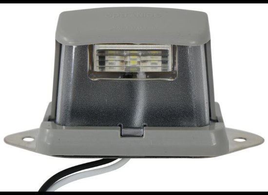 LED LICENSE PLATE LIGHT, SUBMERSIBLE, 3 DIODE, GRAY HOUSING, CLEAR LENS, 2 WIRE, 4"L X 1-15/16"W