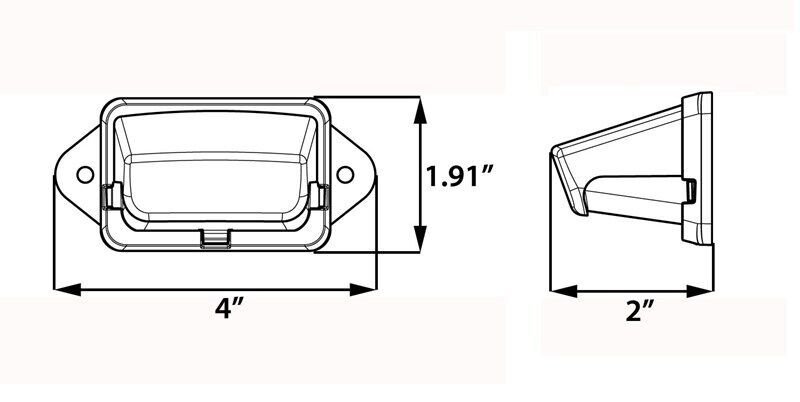 LED LICENSE PLATE LIGHT, SUBMERSIBLE, 3 DIODE, GRAY HOUSING, CLEAR LENS, 2 WIRE, 4"L X 1-15/16"W