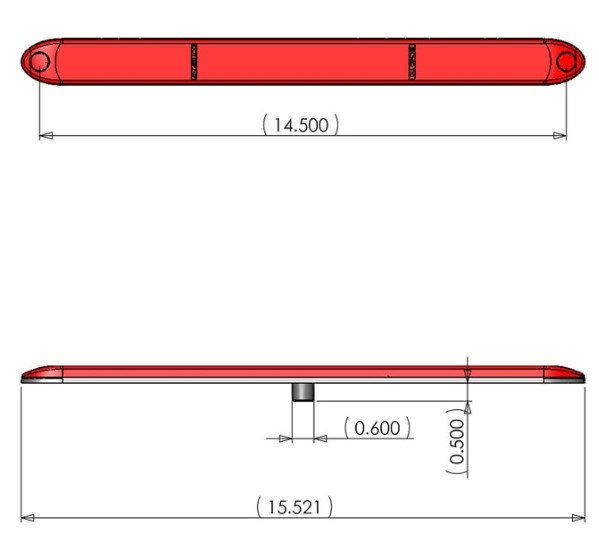 LEGEND STYLE STOP, TURN, TAIL LIGHT, RED LENS RED LED, 11 DIODE, 15-1/2"X1-1/4"X1/2"
