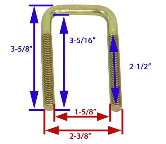 CE SMITH AXLE TIE PLATE KIT FOR 1-1/2" SQUARE AXLE, 3-3/8"L U-BOLTS, ZINC