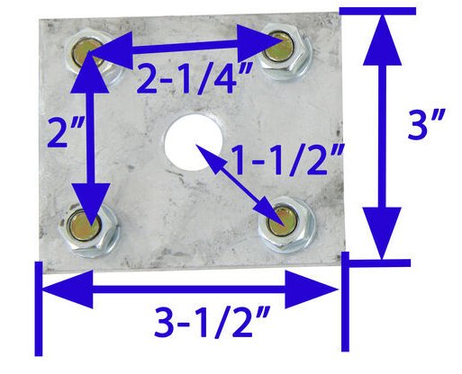 CE SMITH AXLE TIE PLATE KIT FOR 1-1/2" SQUARE AXLE, 3-3/8"L U-BOLTS, ZINC
