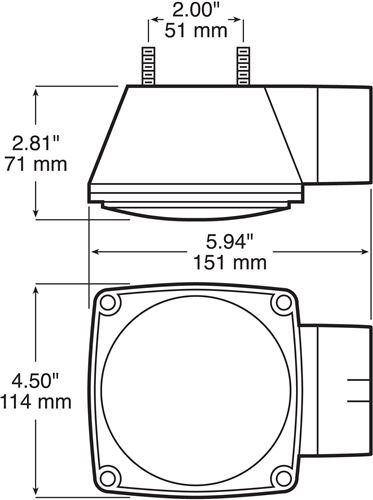 PETERSON TAIL LIGHT, 7 FUNCTION, SQUARE PASSENGER SIDE PS CS, 5-15/16"X4-1/2"