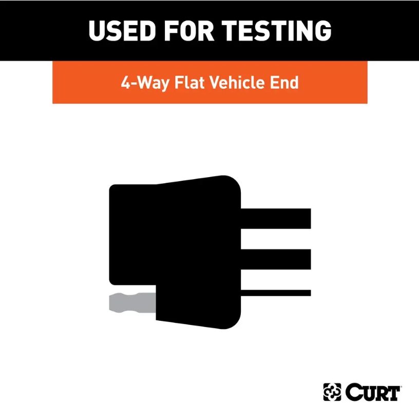 CURT 4-WAY / 4-PIN FLAT SOCKET CIRCUIT TESTER, LED FOR VEHICLE END, RETAIL PACKAGED