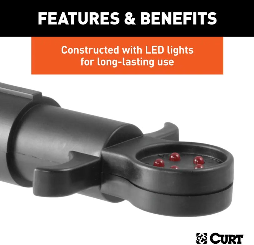 CURT 6-WAY ROUND SOCKET CIRCUIT TESTER, LED FOR VEHICLE END