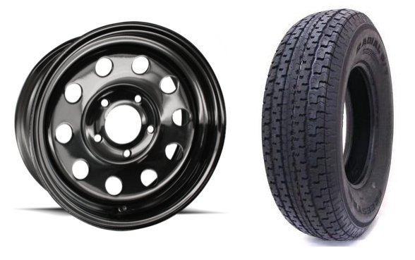 175/80R13 SPARE TIRE & WHEEL - BLACK MOD - 5 LUG, 5X4.5 - LRC