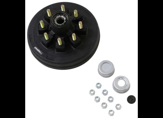 HUB AND BRAKE DRUM 12" 8 LUG 8X6.5 5.2K - 7K AXLE 9/16" LUG STUDS
