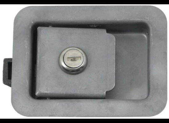 JUNIOR LOCKING STEEL FLUSH DOOR LATCH, LOCKING 2-3/4"X3-3/4" HOLE SIZE, W/ KEYS
