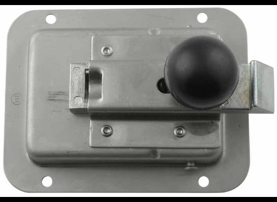 JUNIOR LOCKING STAINLESS STEEL FLUSH DOOR LATCH, LOCKING 2-3/4"X3-3/4" HOLE SIZE, W/ KEYS