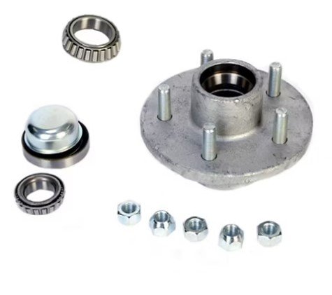 IDLER HUB KIT 5X4.5 BEARINGS L68149 / L44649 1/2" STUDS, GALVANIZED MARINE FINISH