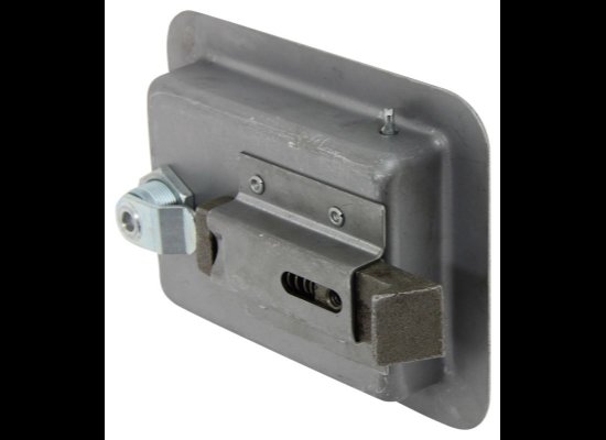 LOCKING STEEL FLUSH DOOR LATCH, LOCKING 3-3/8" X 4-5/8" HOLE SIZE, W/ KEYS