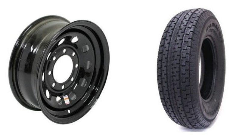 235/80R16 SPARE TIRE - BLACK MOD W/ GRANDFORCE TIRE - 8 LUG LRG , 8 ON 6.5 8X6.5