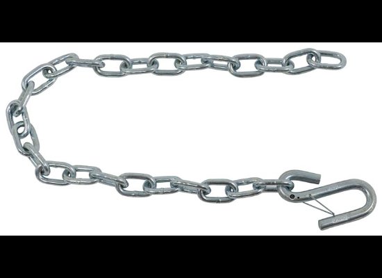 30" LONG SAFETY CHAIN WITH 1/4" LINKS, 7/16" S-HOOK WITH LATCH, 5,000lbs CAPACITY