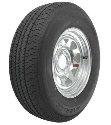 KENDA KARRIER ST215/75R14 WITH 14" GALVANIZED SPOKE WHEEL. 5X4.5 , 5X4-1/2" LRC