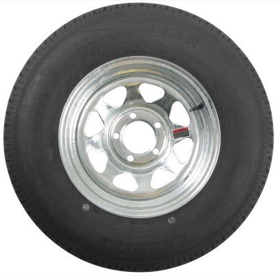 KENDA KARRIER ST215/75R14 WITH 14" GALVANIZED SPOKE WHEEL. 5X4.5 , 5X4-1/2" LRC
