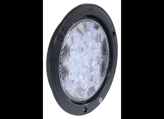 4-1/4" ROUND LED CLEAR / WHITE TRAILER LIGHT, FLANGE SURFACE MOUNT 5-1/2", 7 DIODE, CLEAR LENS