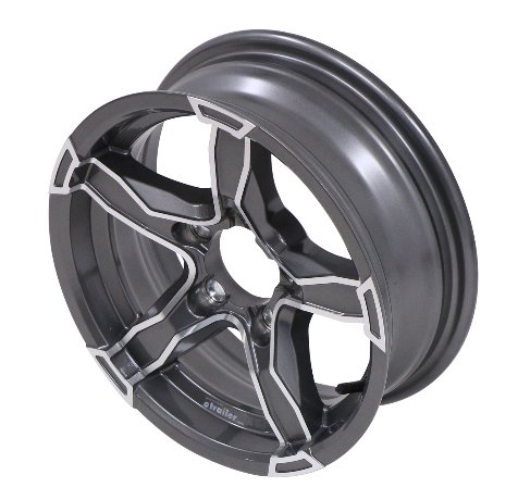 205/75R14 ALUMINUM WHEEL, LIONSHEAD LIGER, GUN METAL, 5 LUG LRD , 5 ON 4.5 , 5X4.5