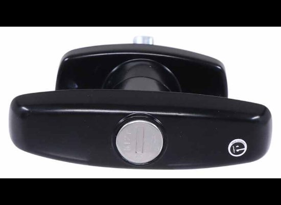 T HANDLE, T-HANDLE TRAILER ENTERANCE LOCK DOOR - BLACK - WITH KEYS, GARAGE DOOR STYLE, 3.5" HANDLE