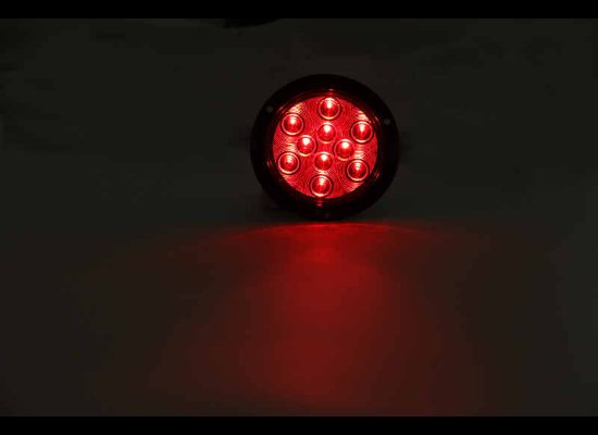 4-1/2" ROUND RED LED, STOP, TURN, TAIL LIGHT, FLANGE MOUNT 5-1/2", 10 DIODE, RED LENS