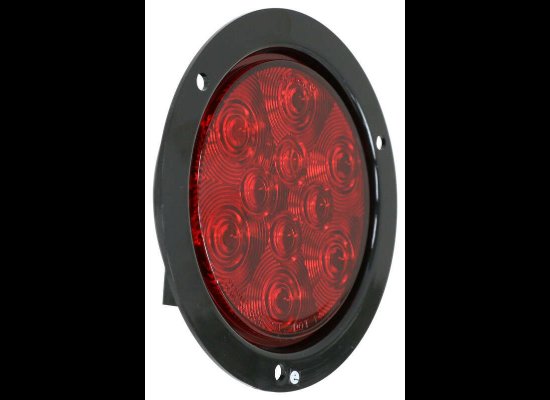 4-1/2" ROUND RED LED, STOP, TURN, TAIL LIGHT, FLANGE MOUNT 5-1/2", 10 DIODE, RED LENS