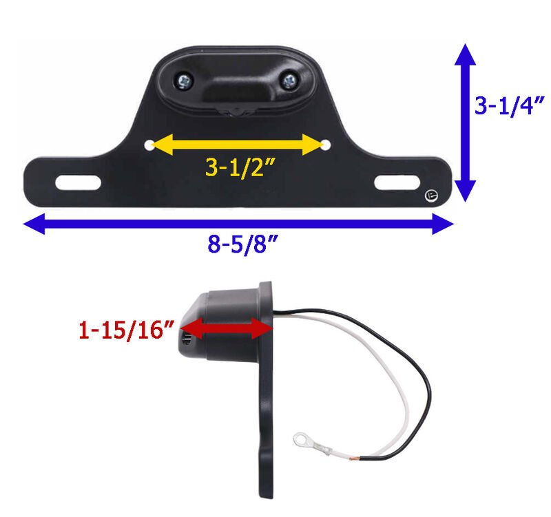 LED TRAILER LICENSE PLATE LIGHT WITH BRACKET - 1 DIODE, BLACK ABS, CLEAR LENS, 8-5/8"X3-1/4"