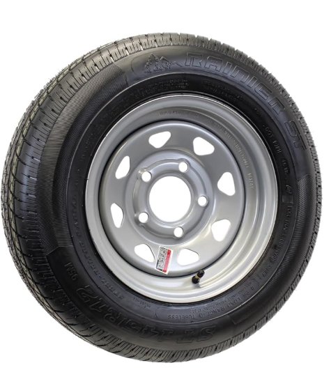 145/80R12 SPARE TIRE - SILVER SPOKE - 5 LUG 5X4.5 5 ON 4.5 - LRE, 145R12 , 145/R12