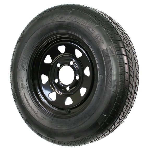 175/80R13 SPARE TIRE & WHEEL - BLACK SPOKE - 5 LUG, 5X4.5 - LRC