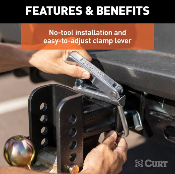 CURT NO-TOOL ANTI RATTLE HITCH CLAMP FOR 2-1/2" RECEIVER - RETAIL PACKAGED