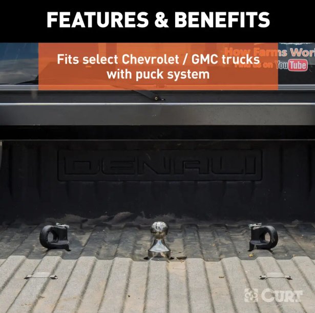 CURT OEM PUCK SYSTEM GOOSENECK SAFETY CHAIN ANCHORS (PAIR) 38K, FOR CHEVY, FORD, GMC AND NISSAN