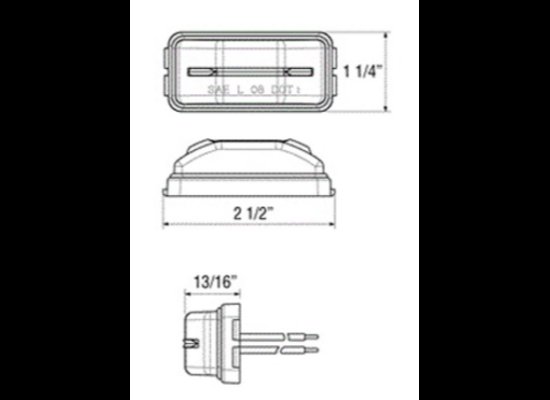 LED TRAILER LICENSE PLATE LIGHT, SUBMERSIBLE, CLEAR LENS, 2 DIODE - 2-1/2" X 1-1/4"