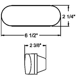OPTRONICS CLEAR BACK UP REVERSE LIGHT, SUBMERSIBLE, INCANDESCENT, OVAL, 6-1/2" X 2-1/4"