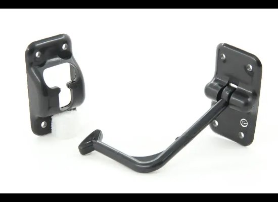 T-STYLE HOOK AND KEEPER DOOR HOLDER 90 DEGREE, BLACK, PLASTIC, 3-1/2" HOLD BACK