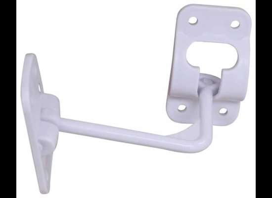 T-STYLE HOOK AND KEEPER DOOR HOLDER 90 DEGREE, WHITE, PLASTIC, 3-1/2" HOLD BACK