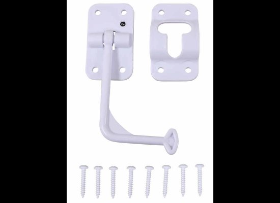 T-STYLE HOOK AND KEEPER DOOR HOLDER 90 DEGREE, WHITE, PLASTIC, 3-1/2" HOLD BACK