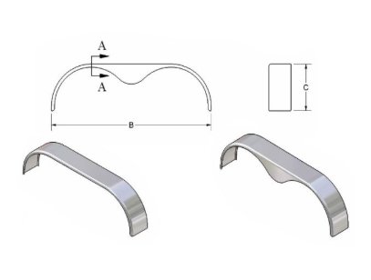ALUMINUM FENDER 8"X72"X20" TANDEM AXLE, SMOOTH