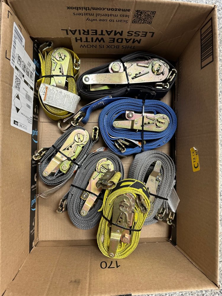 USED E-TRACK RATCHET STRAP, LOGISTIC STRAP, 2" WIDE, VARIOUS LENGTHS