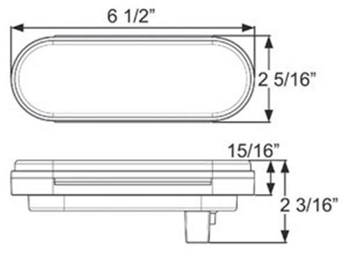 MICRO FLEX LED TRAILER TAIL LIGHT, STOP, TURN, TAIL, 12 DIODES, OVAL RED LED 6-1/2"X2-5/16"