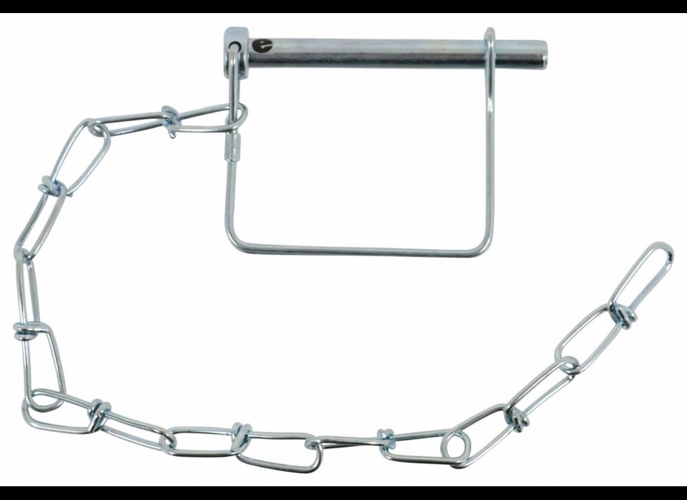 CURT COUPLER SNAPPER SAFETY PIN W/ 12' CHAIN, 5/16" PIN, ZINC - LEGEND STYLE SQUARE