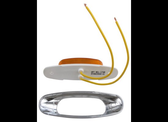 MICRO-FLEX LED CLEARANCE OR SIDE MARKER LIGHT W/ CHROME BEZEL, 3 DIODE LED, AMBER LENS