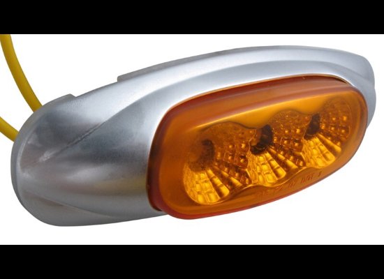 MICRO-FLEX LED CLEARANCE OR SIDE MARKER LIGHT W/ CHROME BEZEL, 3 DIODE LED, AMBER LENS