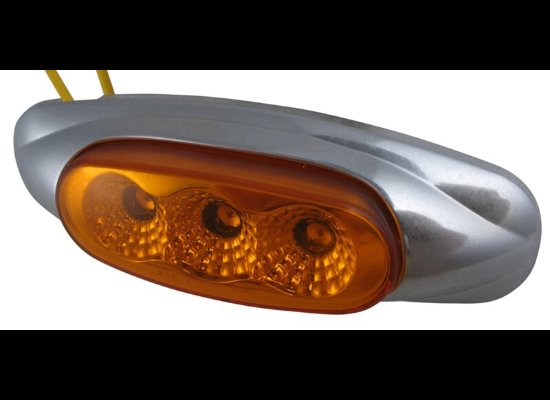 MICRO-FLEX LED CLEARANCE OR SIDE MARKER LIGHT W/ CHROME BEZEL, 3 DIODE LED, AMBER LENS