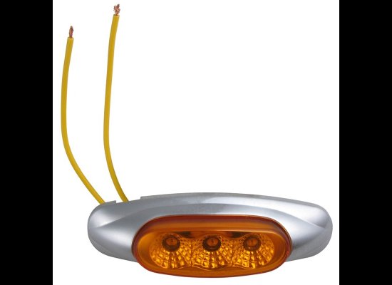 MICRO-FLEX LED CLEARANCE OR SIDE MARKER LIGHT W/ CHROME BEZEL, 3 DIODE LED, AMBER LENS