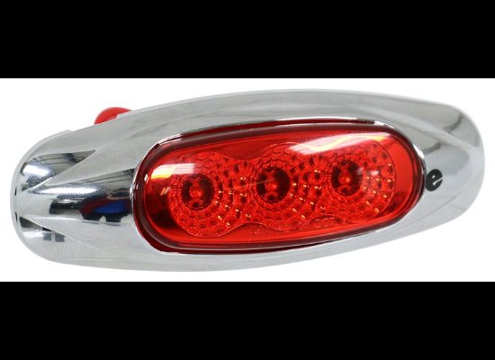 MICRO-FLEX LED MARKER LIGHT W/ CHROME BEZEL, 3 DIODE LED, RED LENS , 4-3/16" x 1-3/8" OVAL