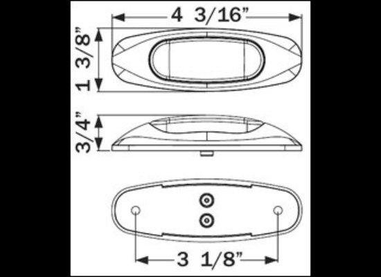MICRO-FLEX LED MARKER LIGHT W/ CHROME BEZEL, 3 DIODE LED, RED LENS , 4-3/16" x 1-3/8" OVAL