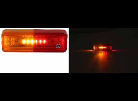 LED TRAILER FENDER LIGHT - 10 DIODES, AMBER AND RED LENS, CLEARANCE / MARKER 4" X 1"