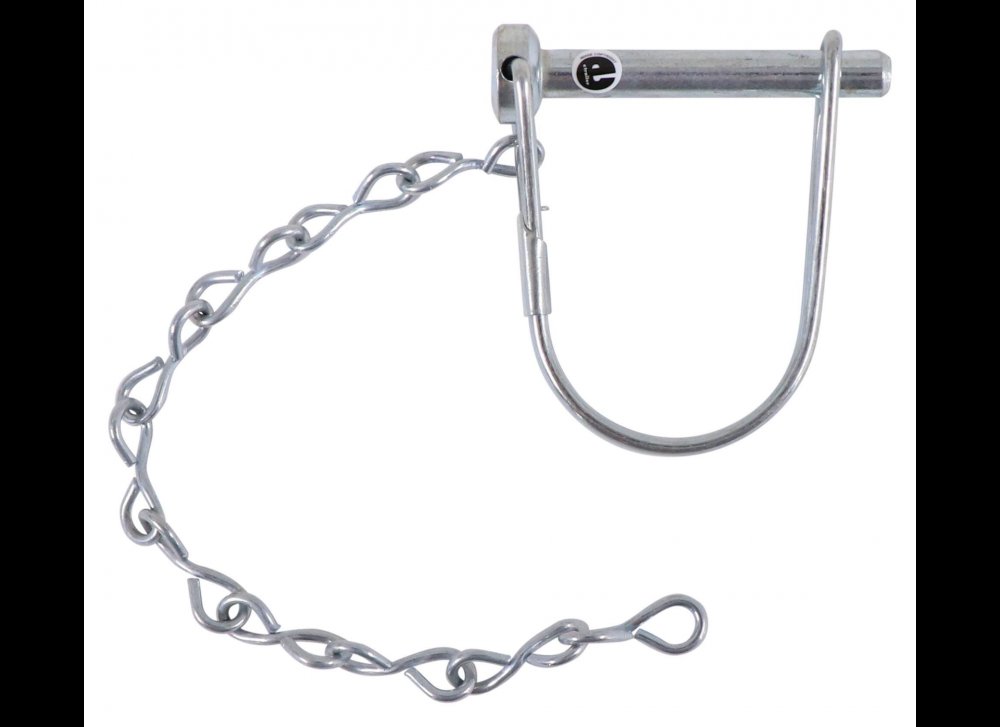 COUPLER SNAPPER SAFETY PIN W/ CHAIN, 1/4" PIN DIAMETER, 1-3/8" LONG, ZINC - ROUND