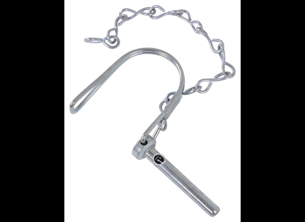 COUPLER SNAPPER SAFETY PIN W/ CHAIN, 1/4" PIN DIAMETER, 1-3/8" LONG, ZINC - ROUND