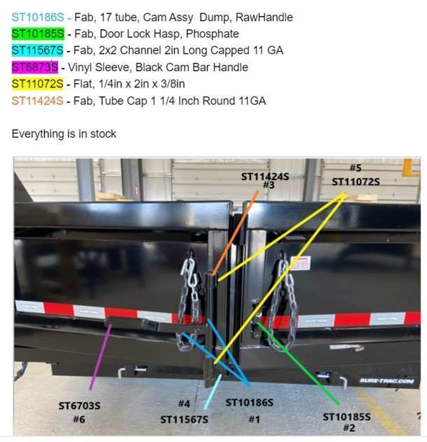 SURE-TRAC REAR LATCH FOR CAM BAR, LOWER KEEPER, WELD ON STEEL, 2"X2" CAPPED - DUMP TRAILER