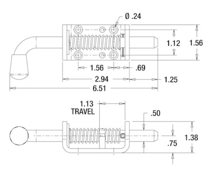 SPRING LATCH FOR UTILITY GATE, 3" LONG X 1-3/4" WIDE, ZINC PLATED, SPORT HAVEN LATCH