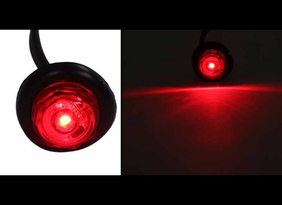 MINI CLEARANCE SIDE MARKER LIGHT WITH GROMMET - 1 DIODE, RED LENS, LED, 2 WIRE